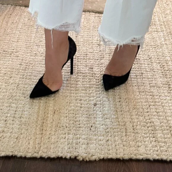 Saint Laurent Anja 105mm D'Orsay Heel Size 38 Suede - Picture 1 of 13